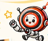 Adin’s cheerful robot mascot